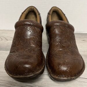 Boc By Born Clogs Brown Floral Leather Size 6
